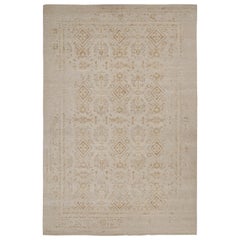 Rug & Kilim’s Oushak Style Oversized Rug in Taupe with Rust Floral Patterns