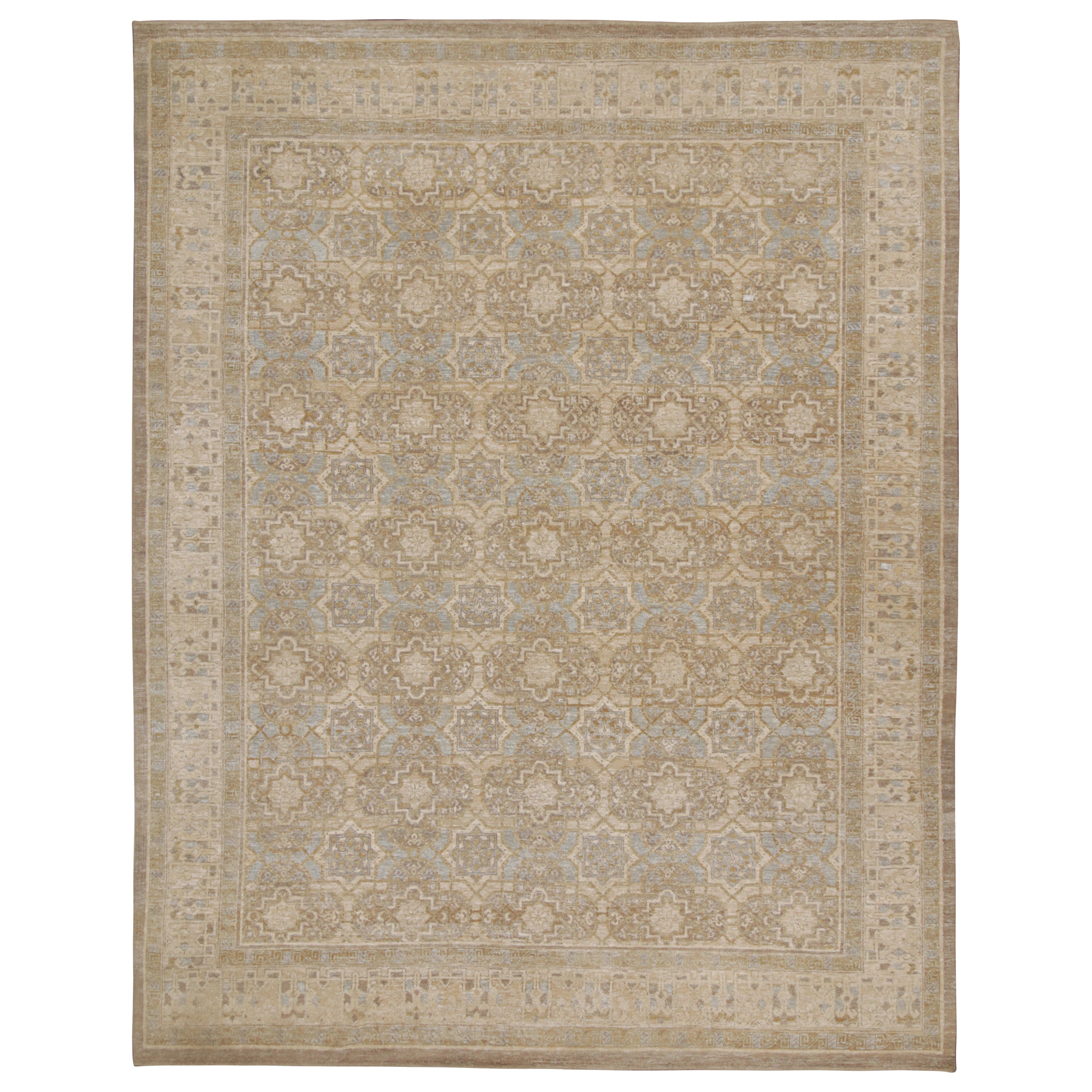 Rug & Kilim's Oushak Style Oversized Rug in Taupe with Floral Patterns (tapis surdimensionné de style Oushak à motifs floraux)