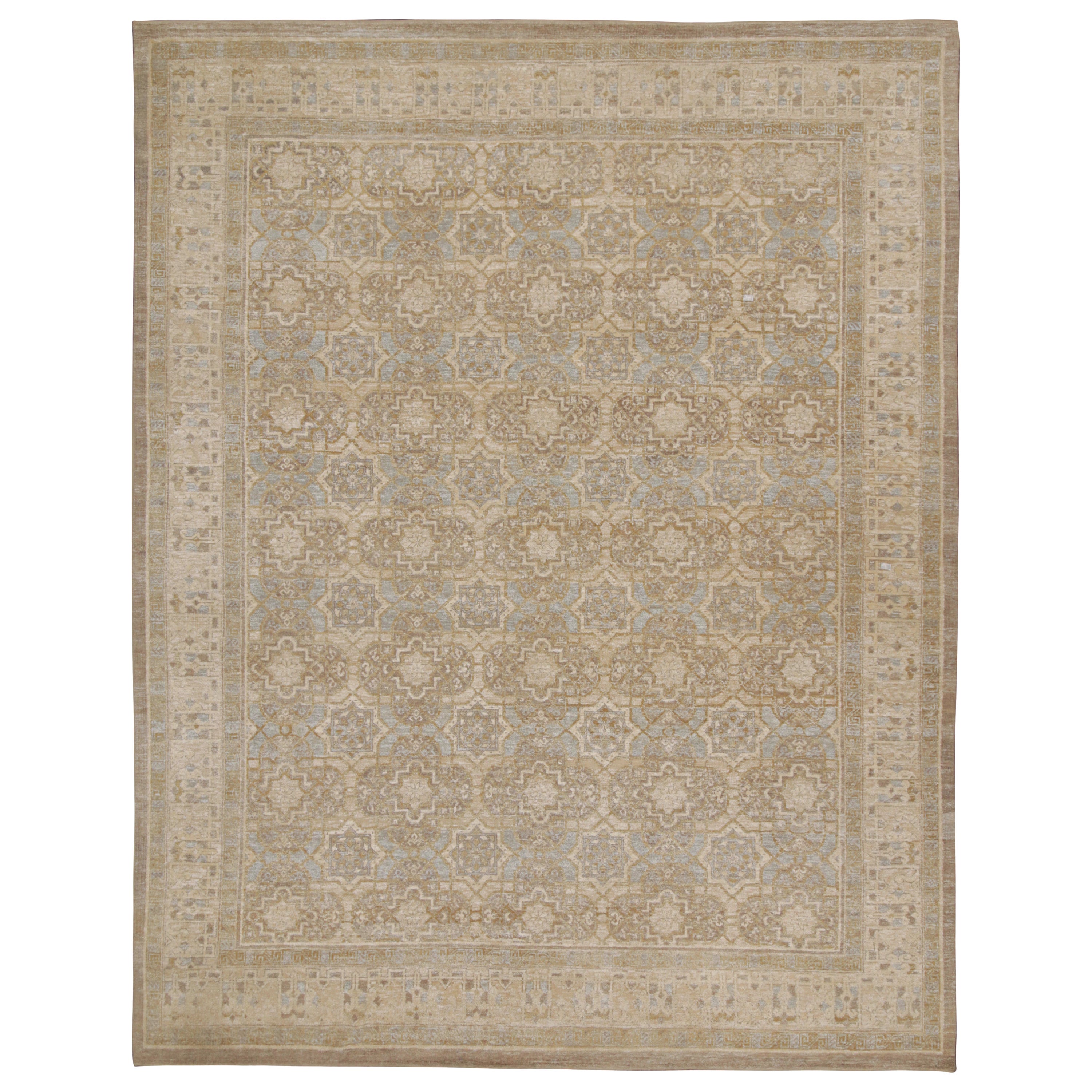 Rug & Kilim's übergroßer Teppich im Oushak-Stil in Taupe mit Blumenmustern