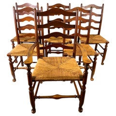Rustic Ladder Back Dinning Chairs Set of 6