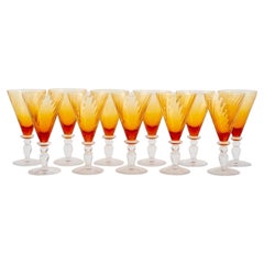 Retro  French Portieux Barware / tableware Amber colored Crystal Stemware