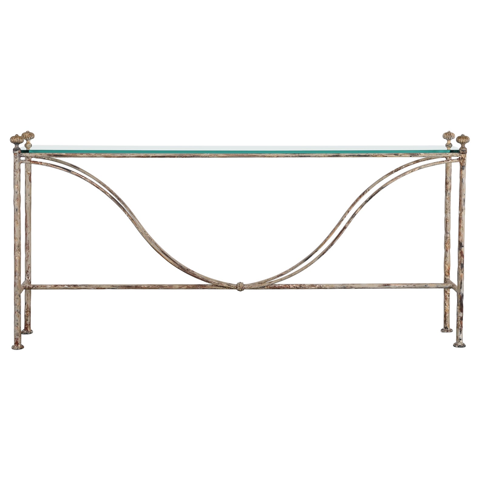 Distressed Wrought Iron Console Table by Niermann Weeks, 20th Century