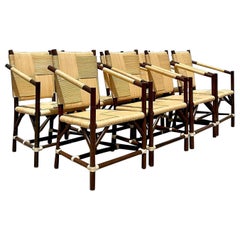 Vintage Boho Wrapped Rattan Dining Chairs After John Hutton for Donghia-Set of 8