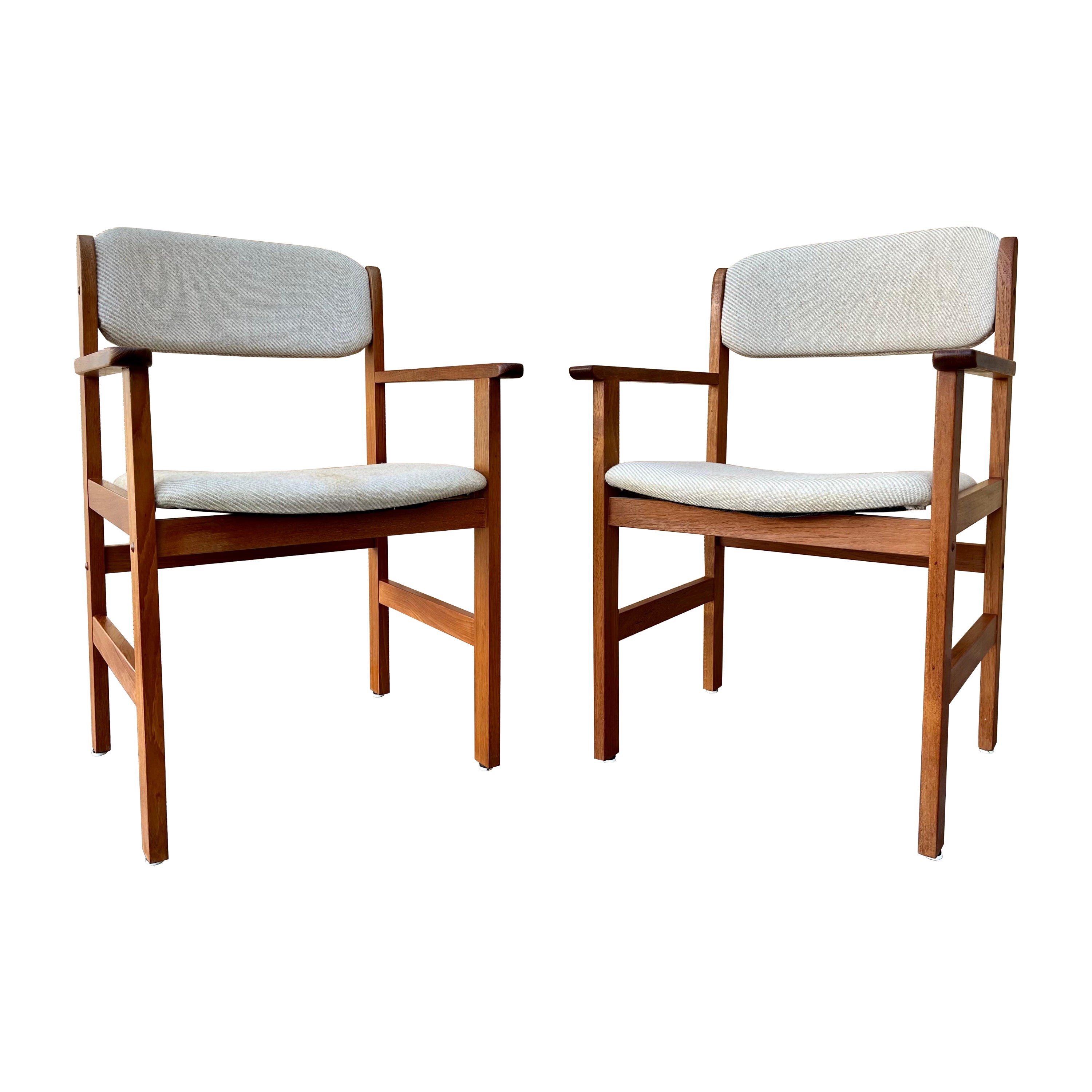 1980s Mid-Century Danish Modern Style Captain Chairs by Benny Linden Design.