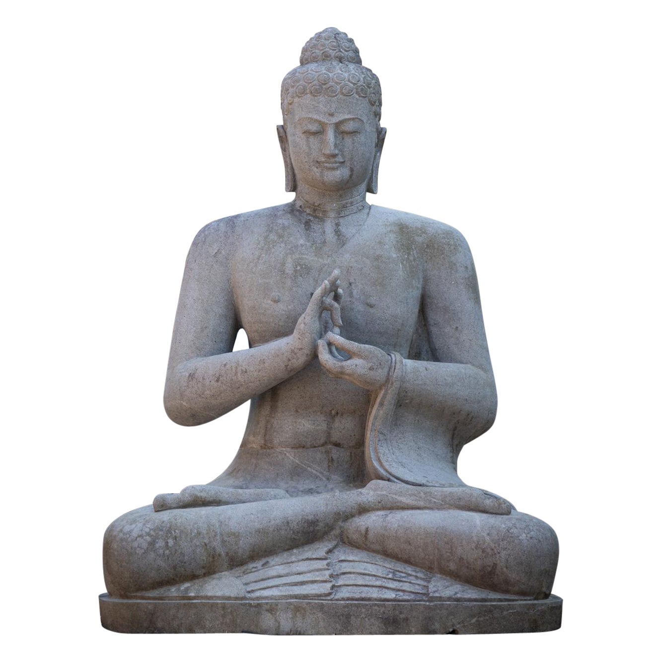 Mid-20th century very large and special lavastone Buddha statue  OriginalBuddha