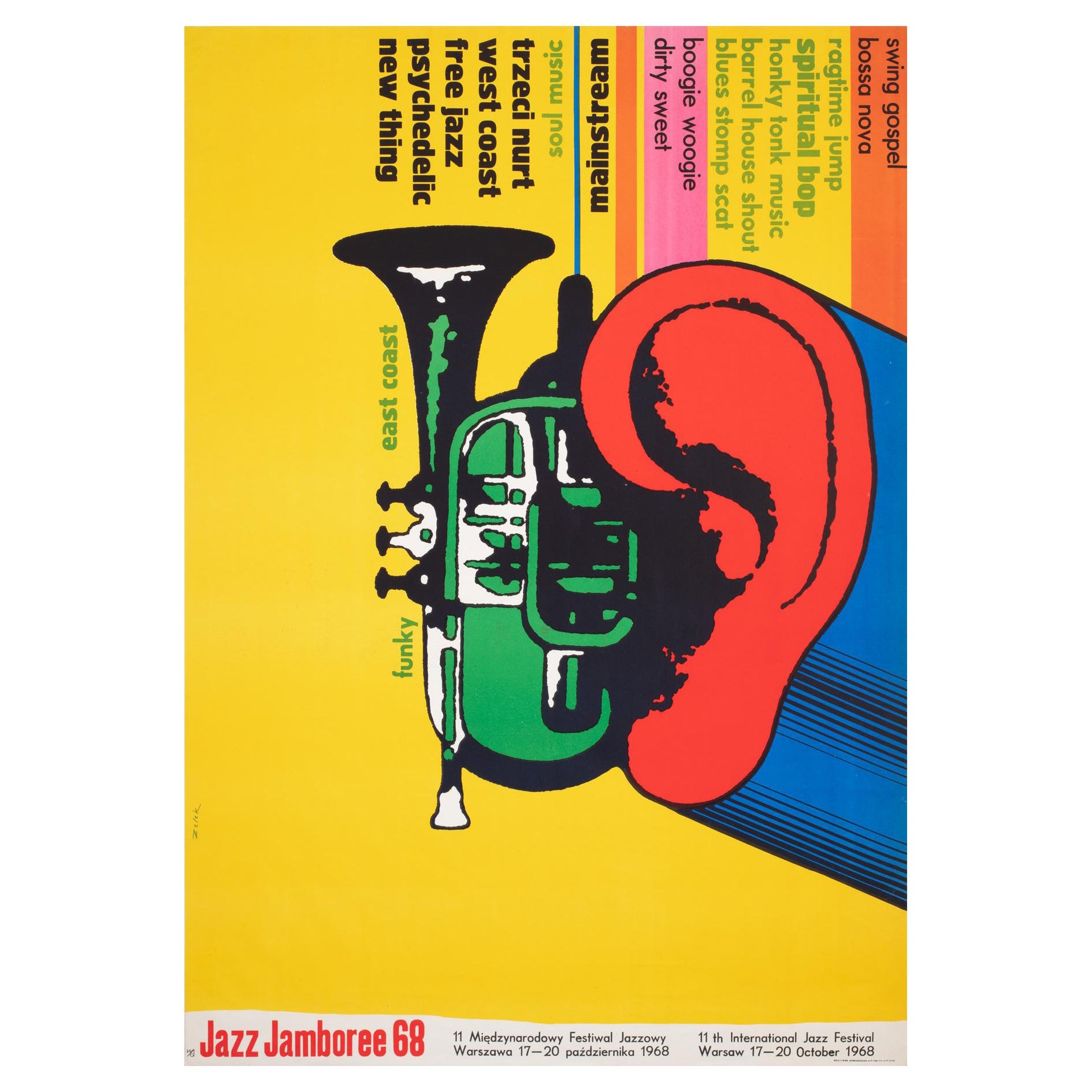 JAZZ JAMBOREE, Polish Music Festival Poster, BRONISLAW ZELEK, 1968