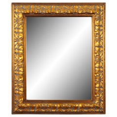 Specchio da parete vintage rettangolare smussato con foglie di Oak dorate e oro 26"