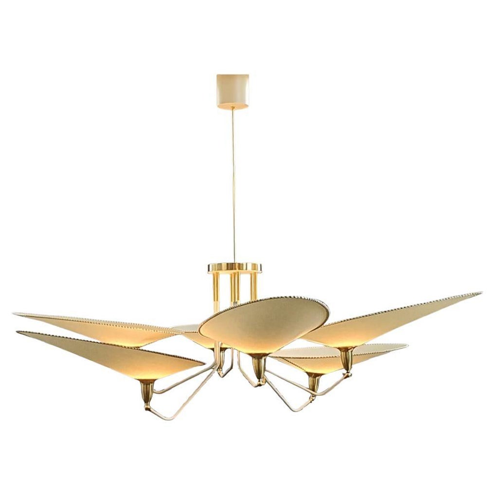 Customisable Spider ceiling light brass parchment design by Diego Mardegan Italy For Sale