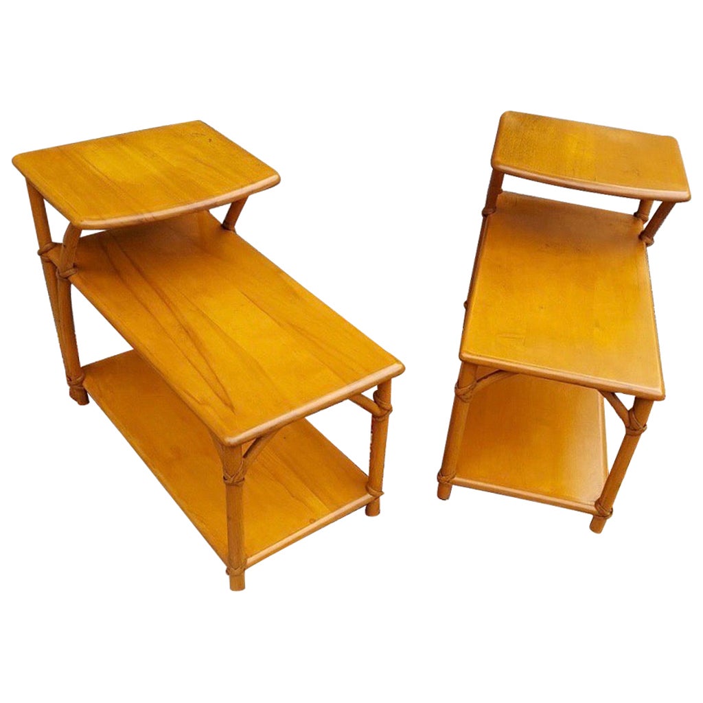 1950’s Heywood-Wakefield Bamboo Side Tables - a Pair For Sale