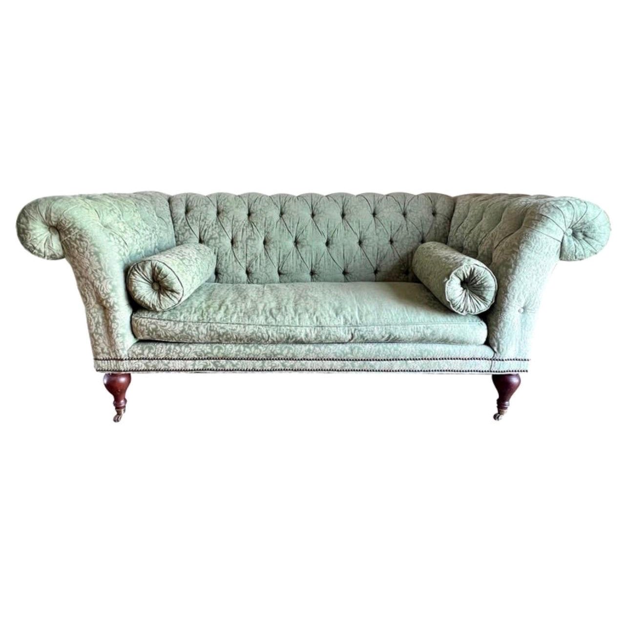 Drexel Tufted Scroll Arm Chesterfield Sofa for Lillian August For Sale