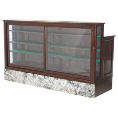 Antique Country Store Mahogany & Marble Step Down Siding Door Display c1900