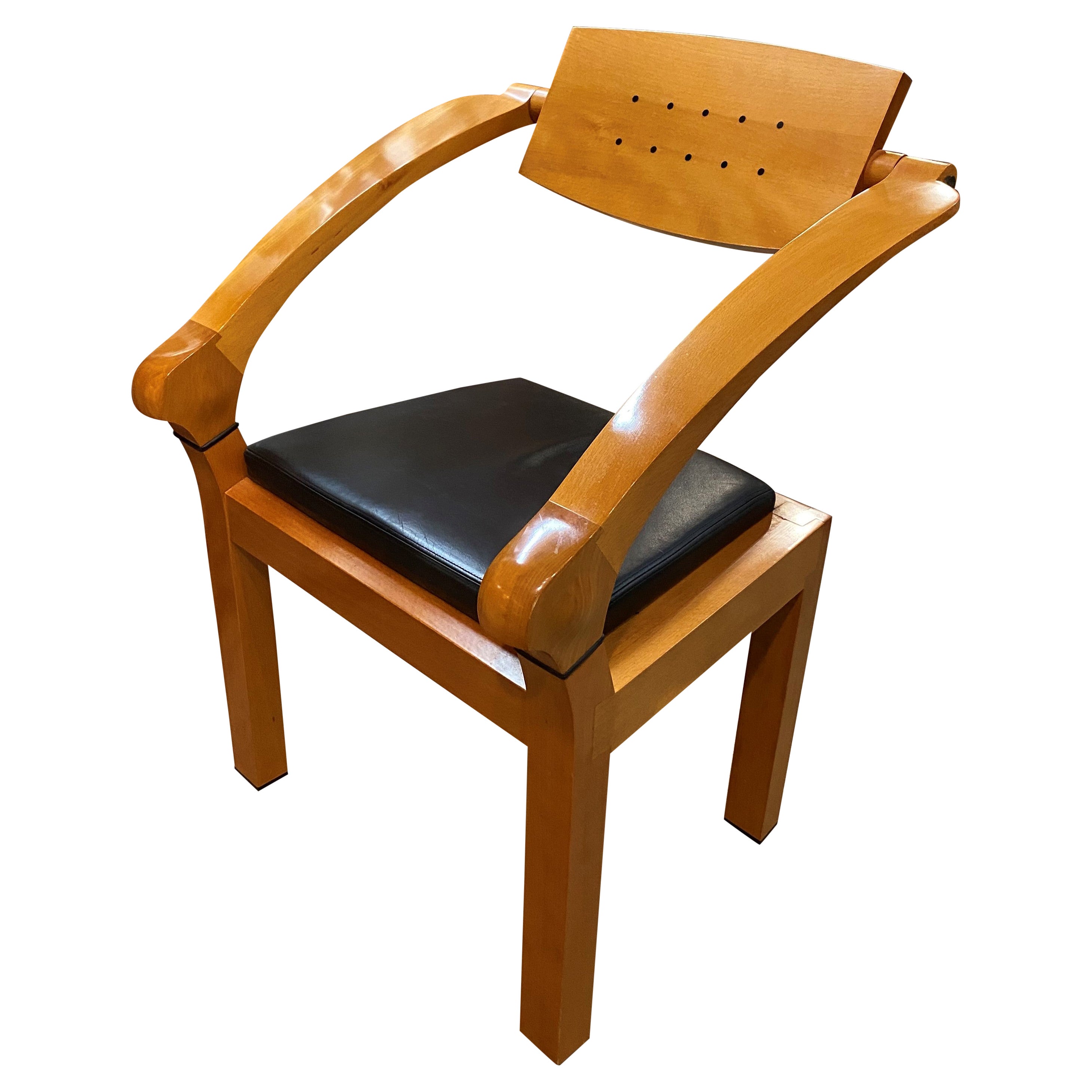 Late 20th c Beech & Ebony Spring Office Chair by Massimo Scolari for Giorgetti
