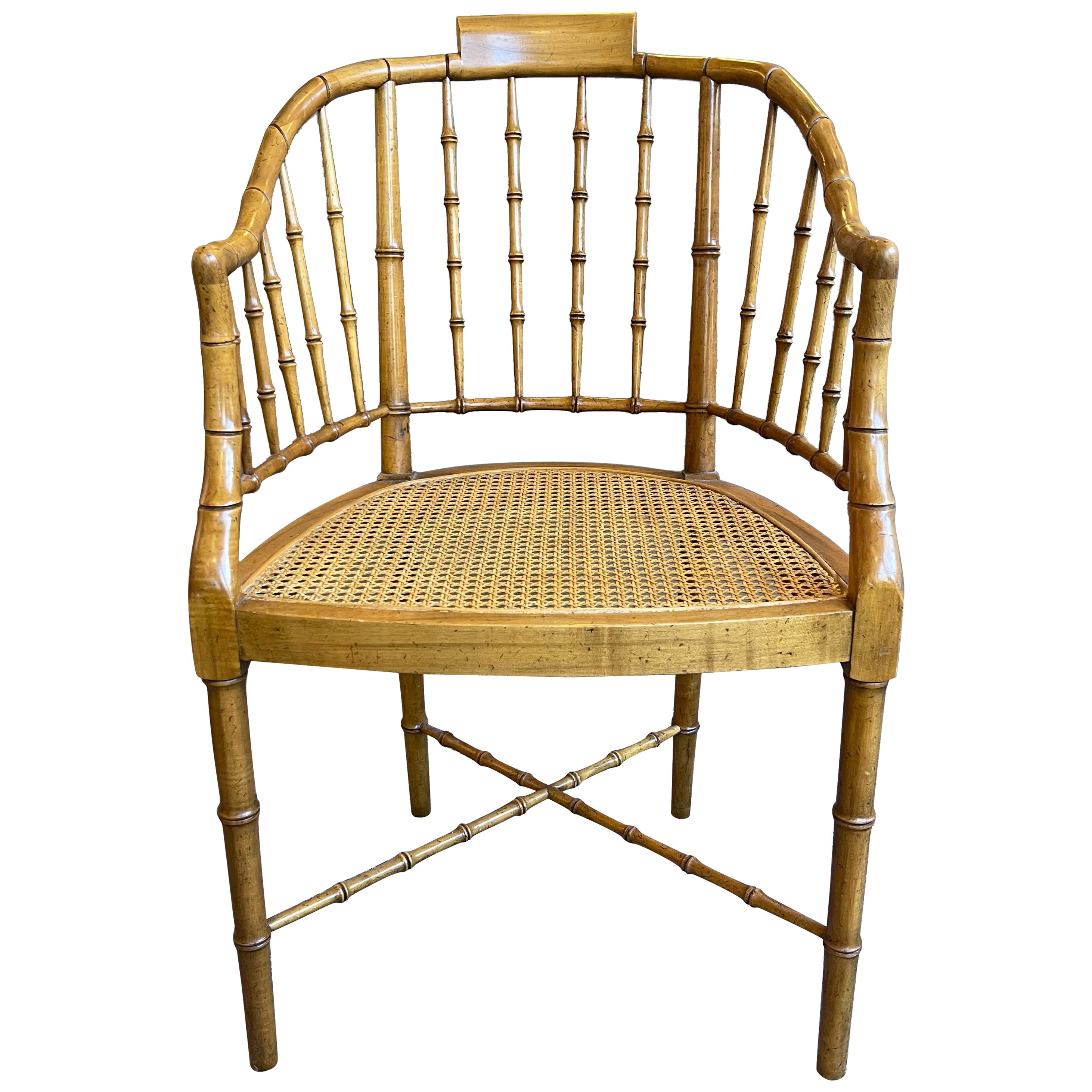 Baker Furniture Vintage Cane and Faux Bamboo Chair