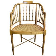 Baker Furniture fauteuil vintage en rotin et faux bambou