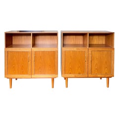 Retro A set of 2 Danish mid century modern double door record / occasional cabinets