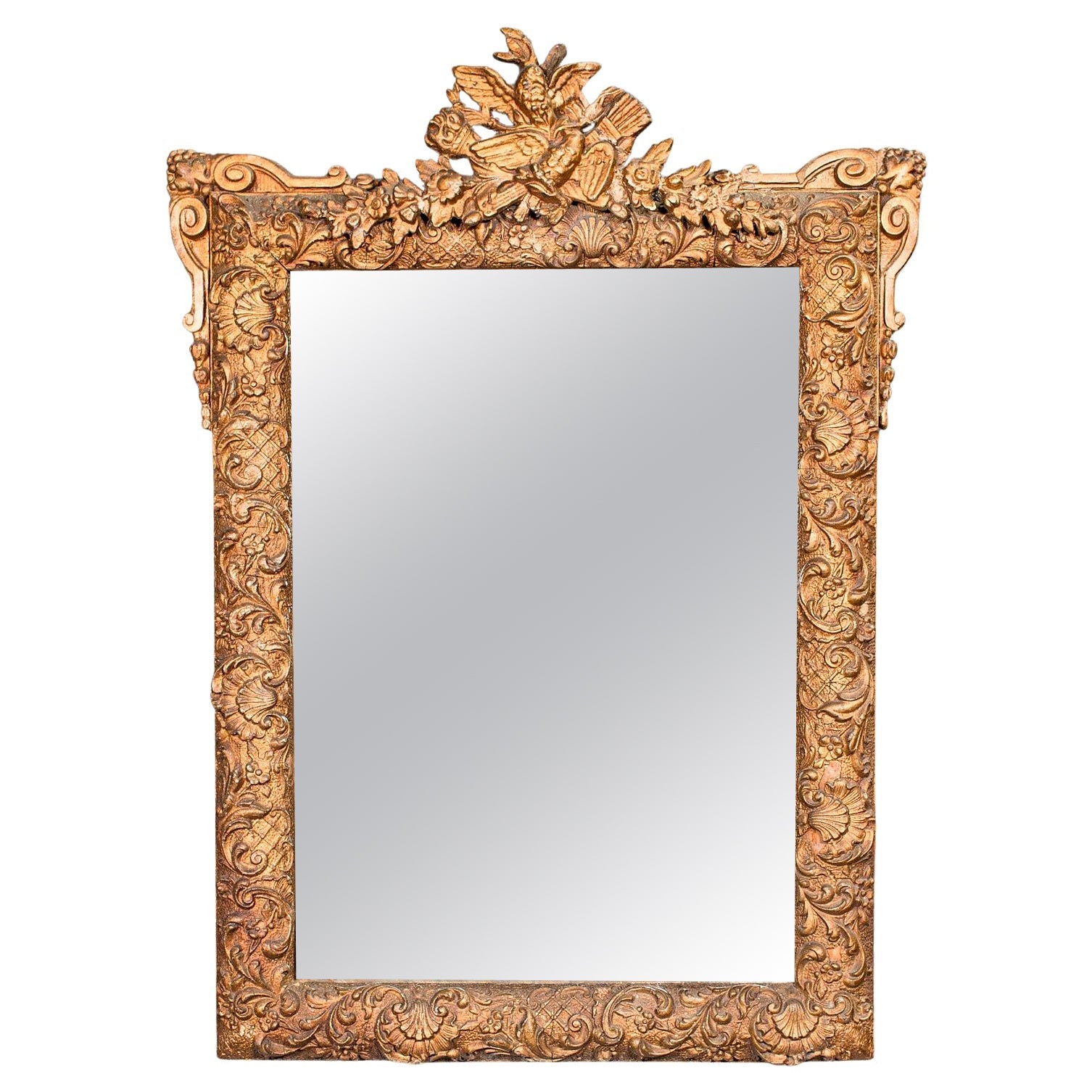Antique Wall Mirror, Italian, Gilt Gesso, Ornate, Hallway, Overmantle, Regency For Sale