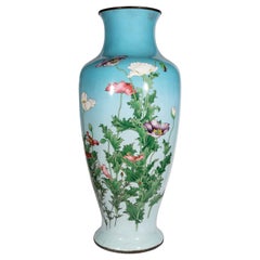 A Palatial Japanese Cloisonne Enamel Powder Blue Vase, Kawade Shibataro
