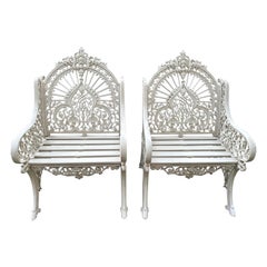 19th Century Pair of Coalbrookdale Peacock design Chairs. 