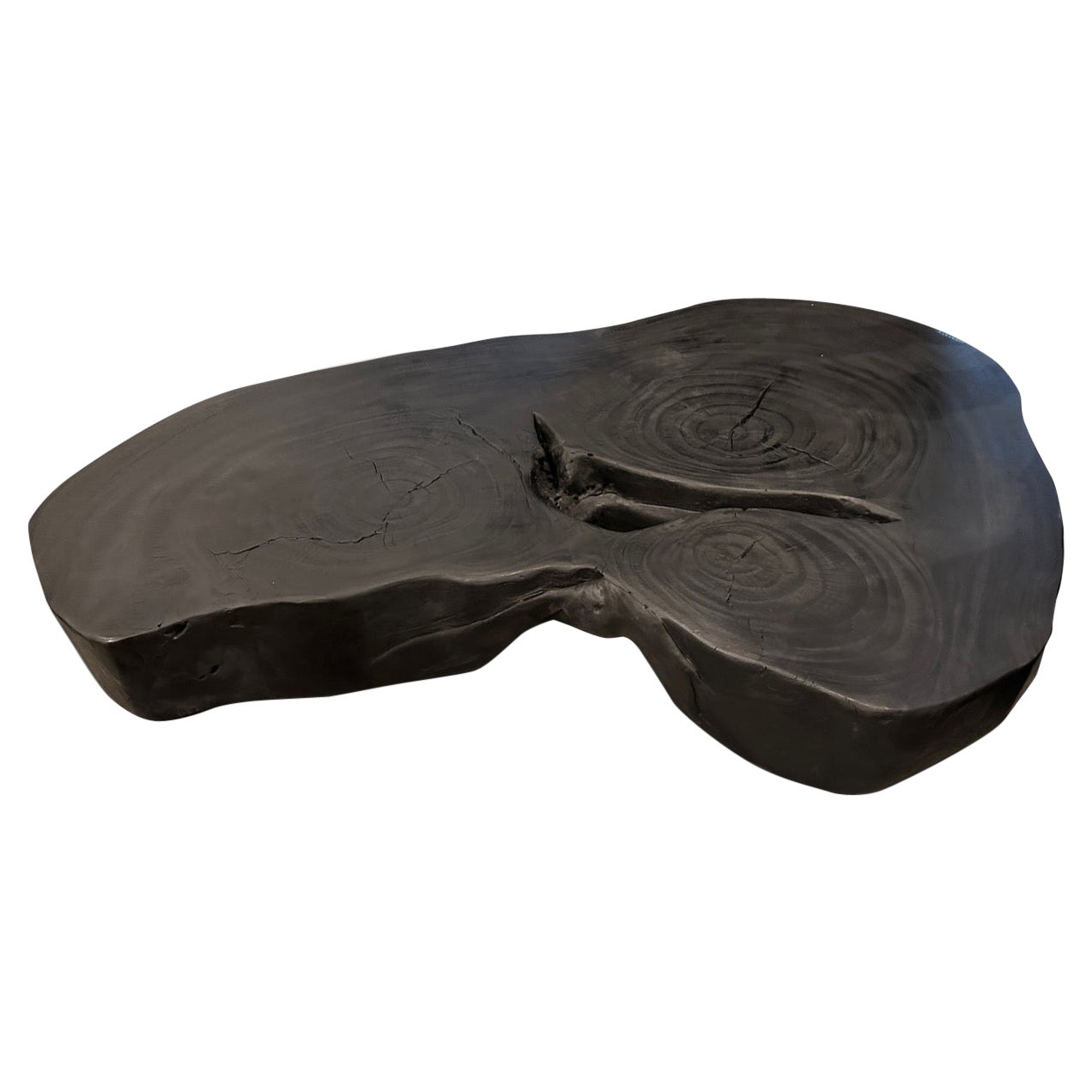 Andrianna Shamaris Impressive Single Slab Suar Wood Charred Coffee Table  For Sale