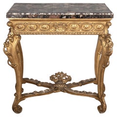 C18th Giltwood & Marmorplatte Pier Tisch