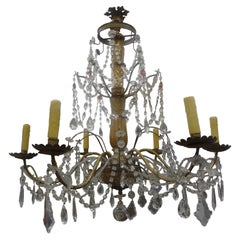 19th Century Italian Genovese Giltwood and Crystal Chandelier