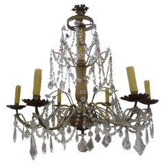 19th Century Italian Genovese Giltwood and Crystal Chandelier