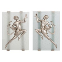 French Art Deco Dancing Ladies Wall Sconces