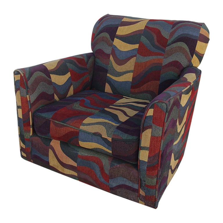  Colorfull Patchwork Club Chair in the manners of Erik Jorgensen. For Sale