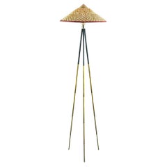 'Horst' Tripod Lamp in 2-Tone Brass with Red-Banded Shade by Christopher Tennant