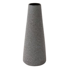 Midcentury Grey and Black Cylindrical Lava Glazed Vase