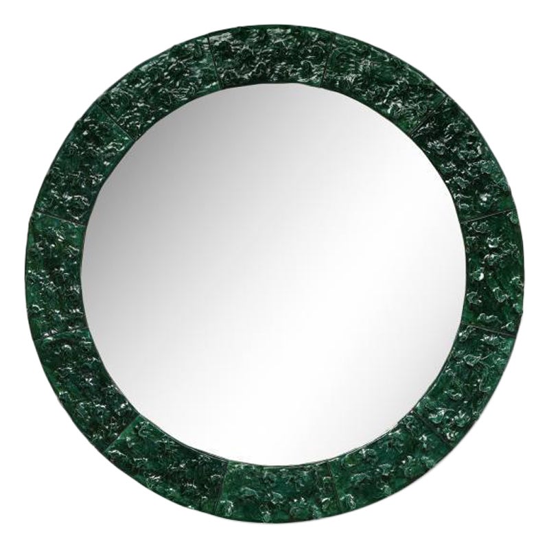 Green Glazed Ceramic Mirror by Ana-Belen Castillo, 2021