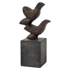 Blackened Bronze Sculpture "Flyvende Fugle" by Erik Heide, 2003