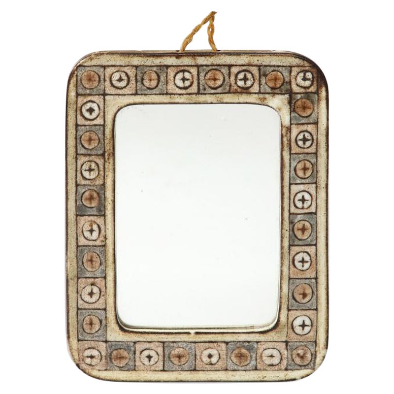 Espejo de pared de cerámica esmaltada de Jean-Claude Malarmey, c. 1960