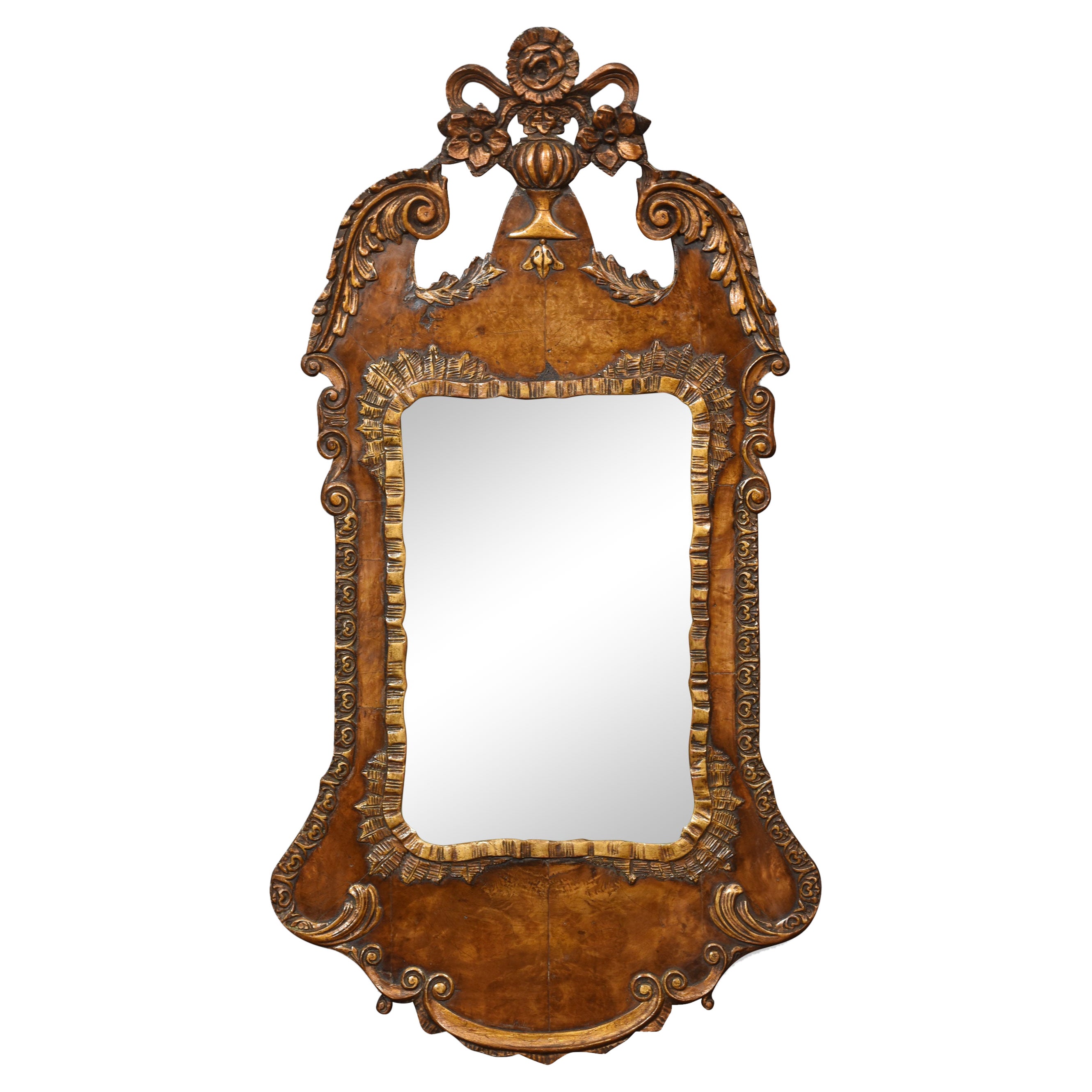 George II style walnut and gilt wall mirror For Sale