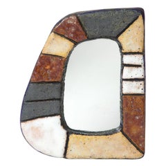 Glazed Ceramic Mirror by Les Argonautes, Vallauris, France