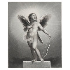 Impression originale et ancienne de Cupidon d'après E.Sirani. C.1870