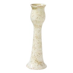 Tulip Shaped Ceramic Vase with White and Speckled Brown Glaze by Pentik, Finland