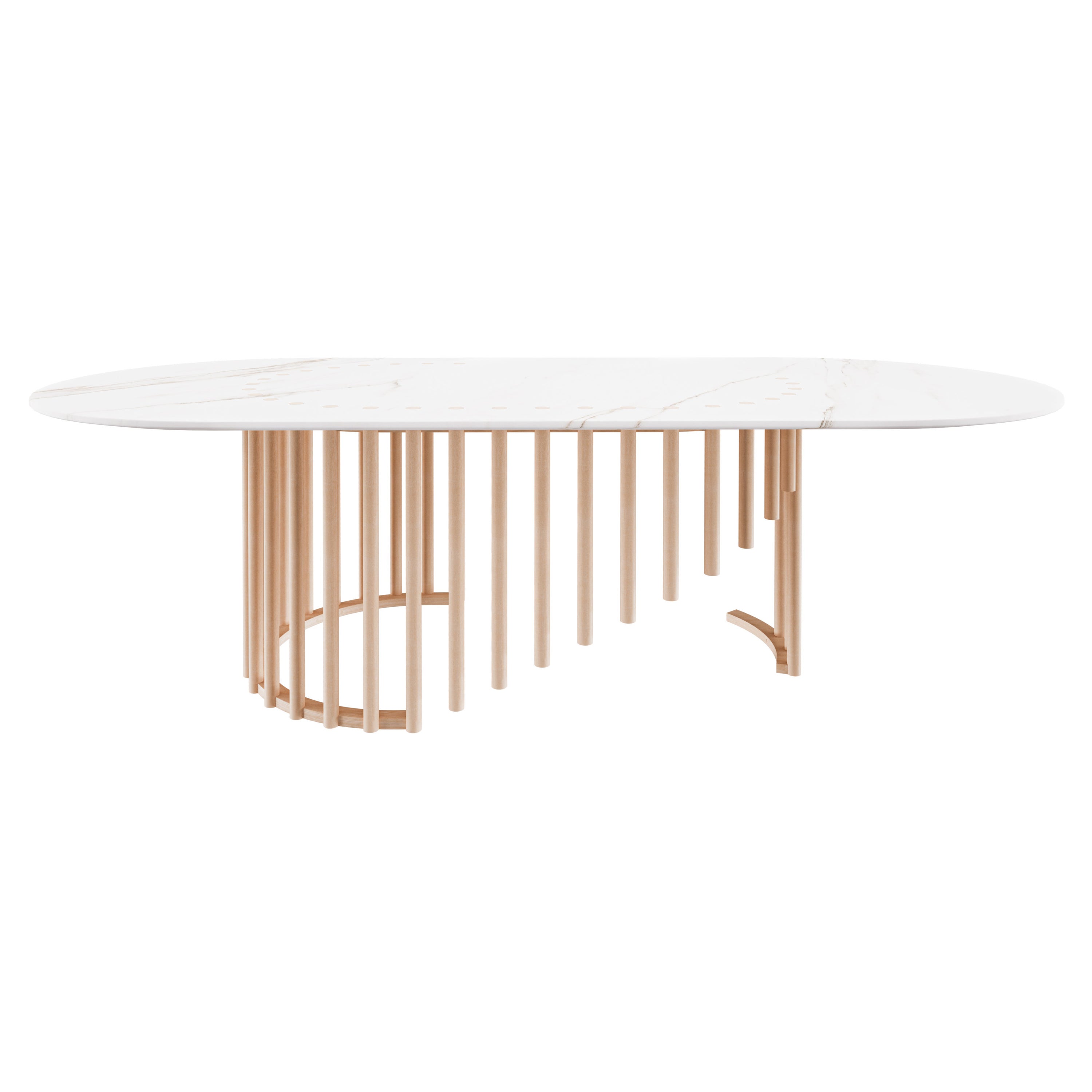 21st Century Giunchi Cocktail Table in white Marble Calacatta and Ash, Outdoor