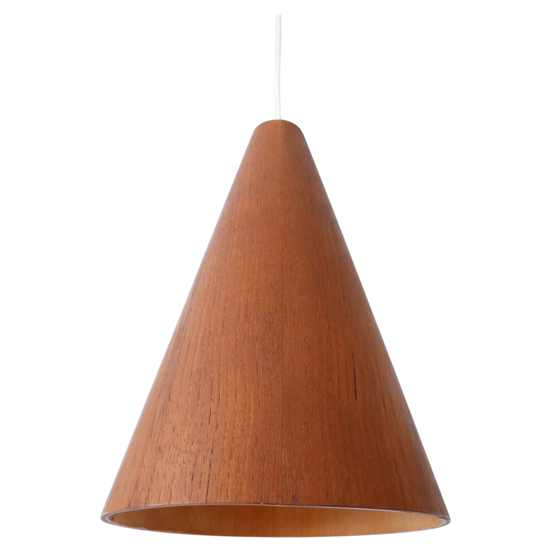 Elegant Mid Century Modern Teak Pendant Lamp or Hanging Light Scandinavia 1960s For Sale