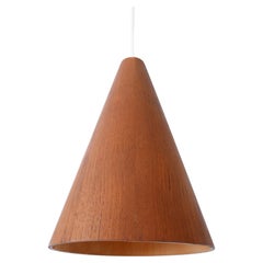 Vintage Elegant Mid Century Modern Teak Pendant Lamp or Hanging Light Scandinavia 1960s