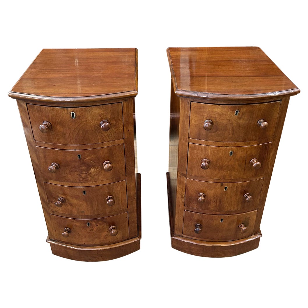 Pair of 19th Century Victorian Walnut Bedside Tables