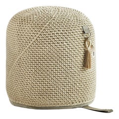 21st Century Asian Brown Beige Outdoor-Indoor Handmade Single Seat Pouf