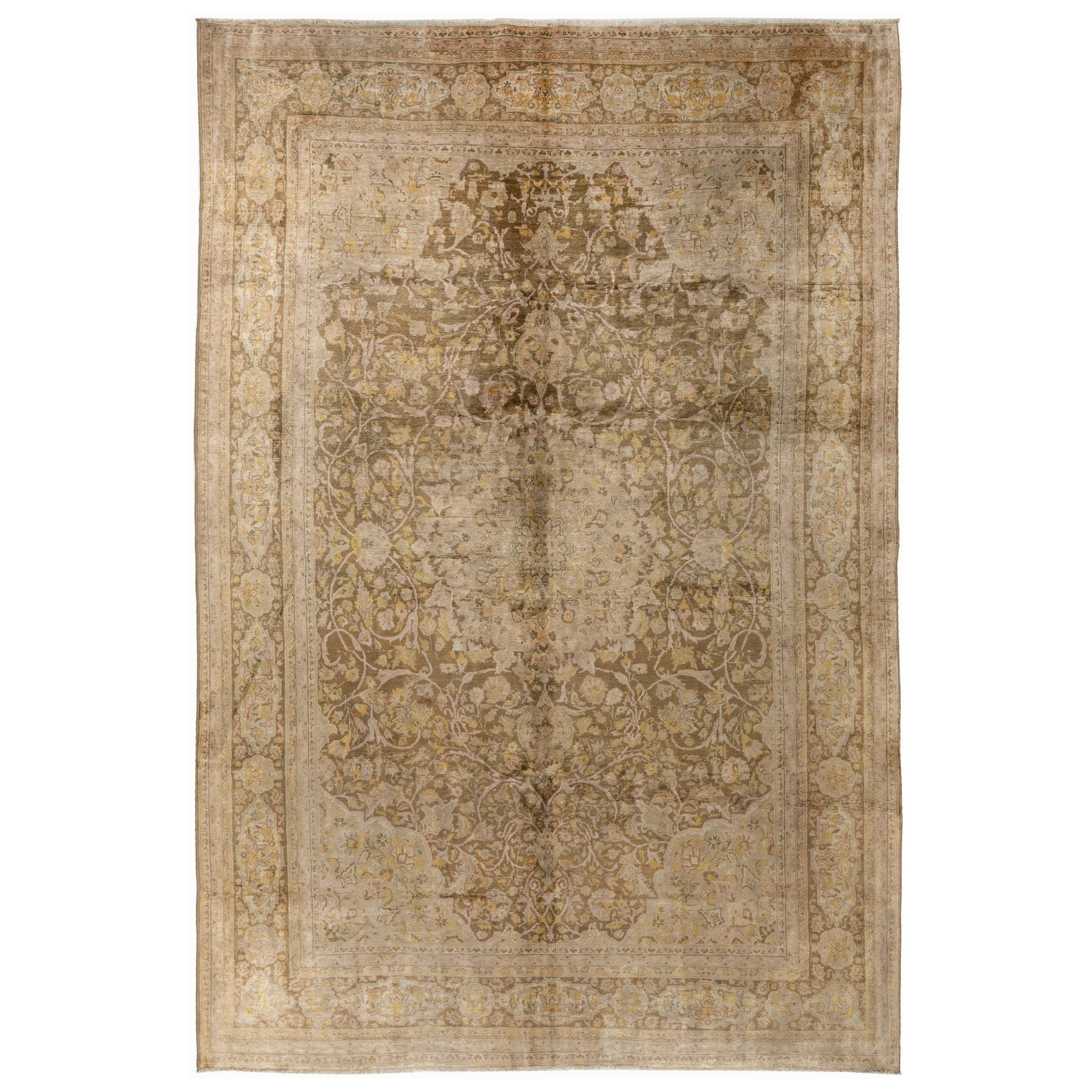 8x10.6 Ft Semi Antique Turkish Sivas Rug in Soft Colors, Velvety Wool Pile For Sale