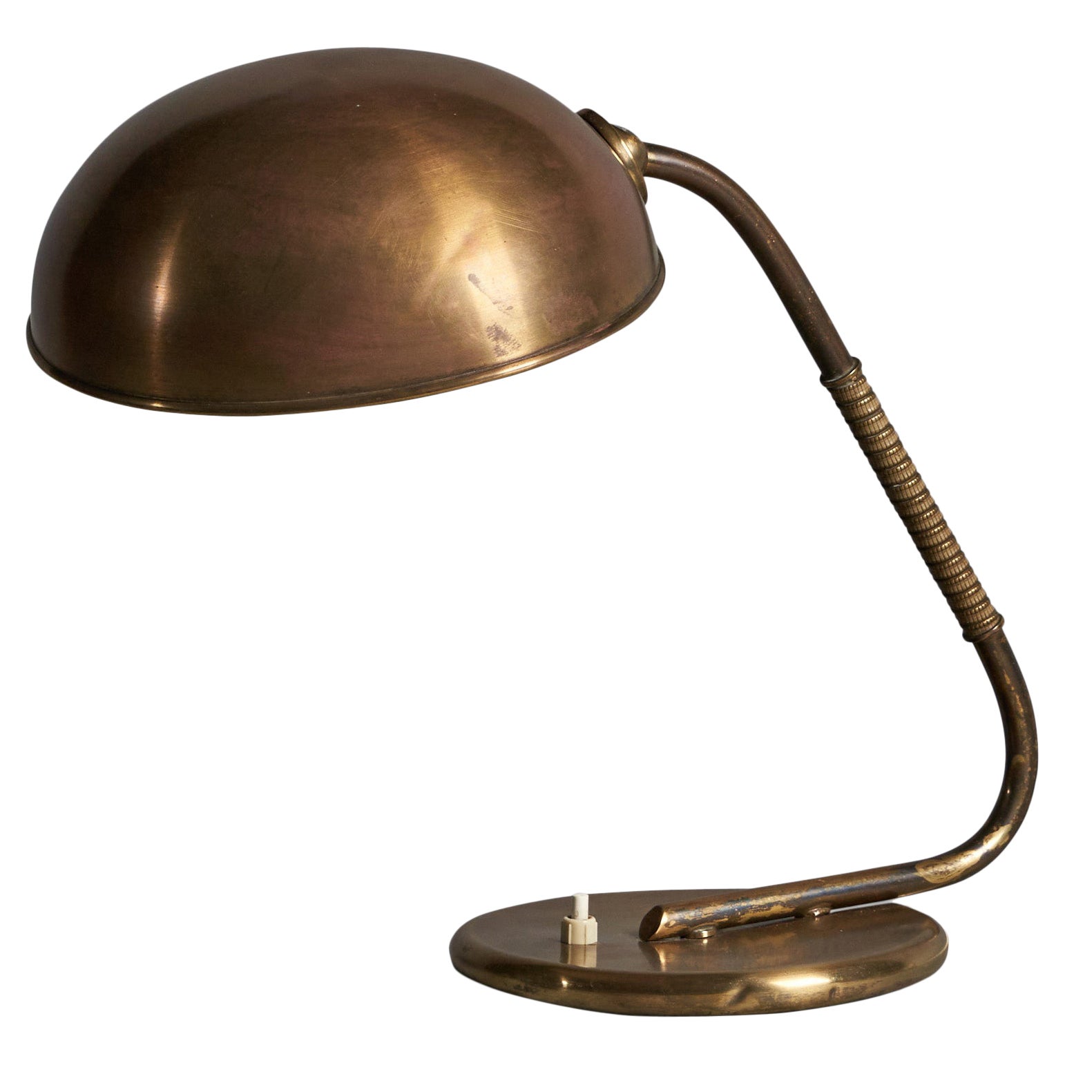 Danish Designer, Table Lamp, Brass, Metal, Denmark, 1940s For Sale