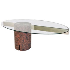 Italian modern glass camouflage concrete table, Giovanni Offredi Saporiti 1980s