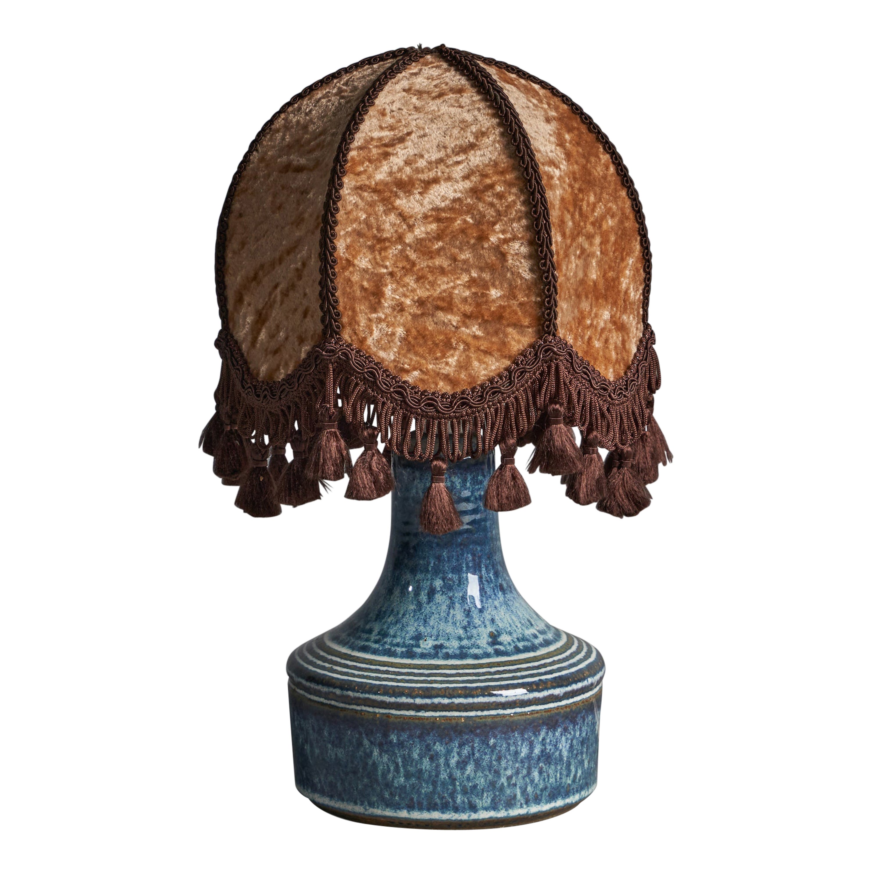Søholm, Table Lamp, Stoneware, Fabric, Sweden, 1960s For Sale