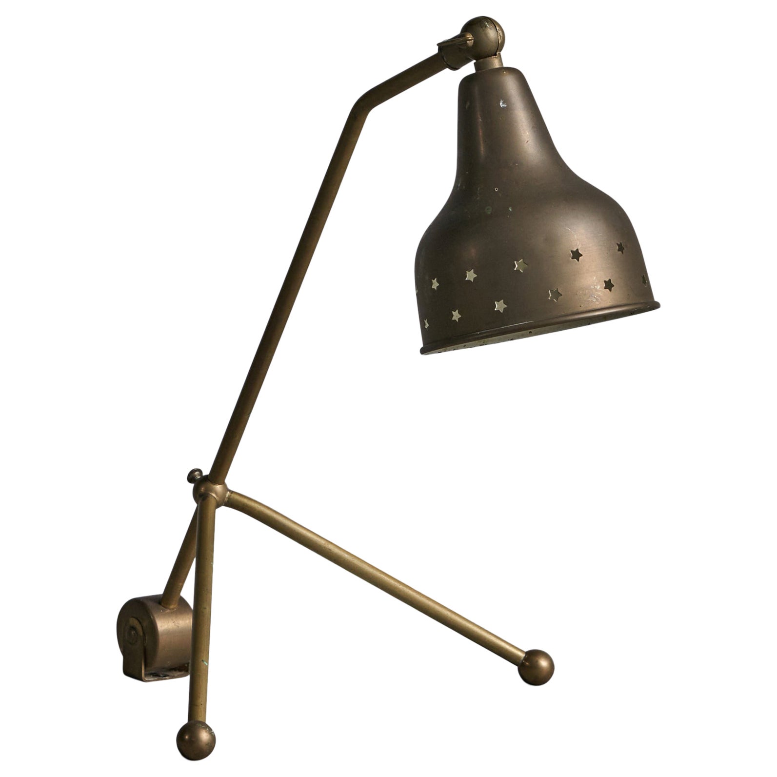 Svend Aage Holm Sørensen, Table Lamp, Brass, Denmark, 1950s For Sale