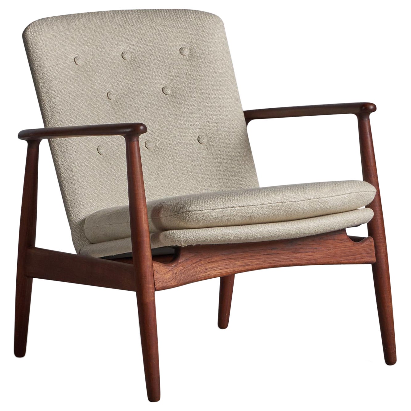 Arne Vodder, Lounge Chair, Teak, Fabric, Denmark, 1950s For Sale