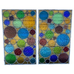 Mid-Century Stain Glass Set of 2