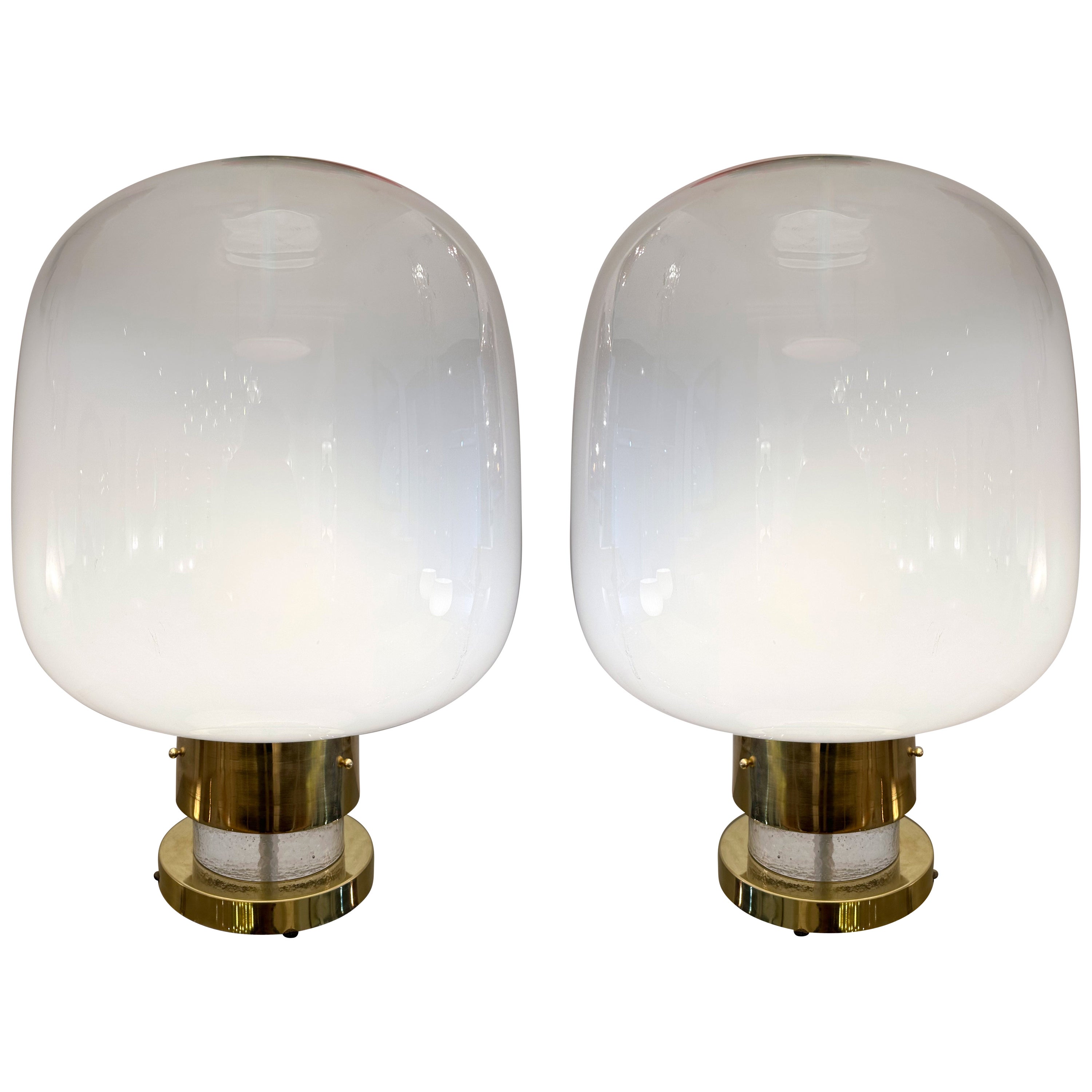 Contemporary Pair of Brass and Murano Glass Bubble Balloon Lamps, Italien im Angebot